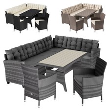 CASARIA® Polyrattan Lounge WPC Tisch Stühle Garten Balkon Sitzgruppe Gartenmöbel
