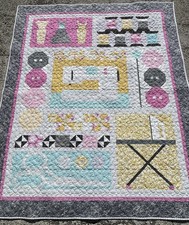 New Handmade Twin HAPPY SEAMSTRESS Quilt 78 X64