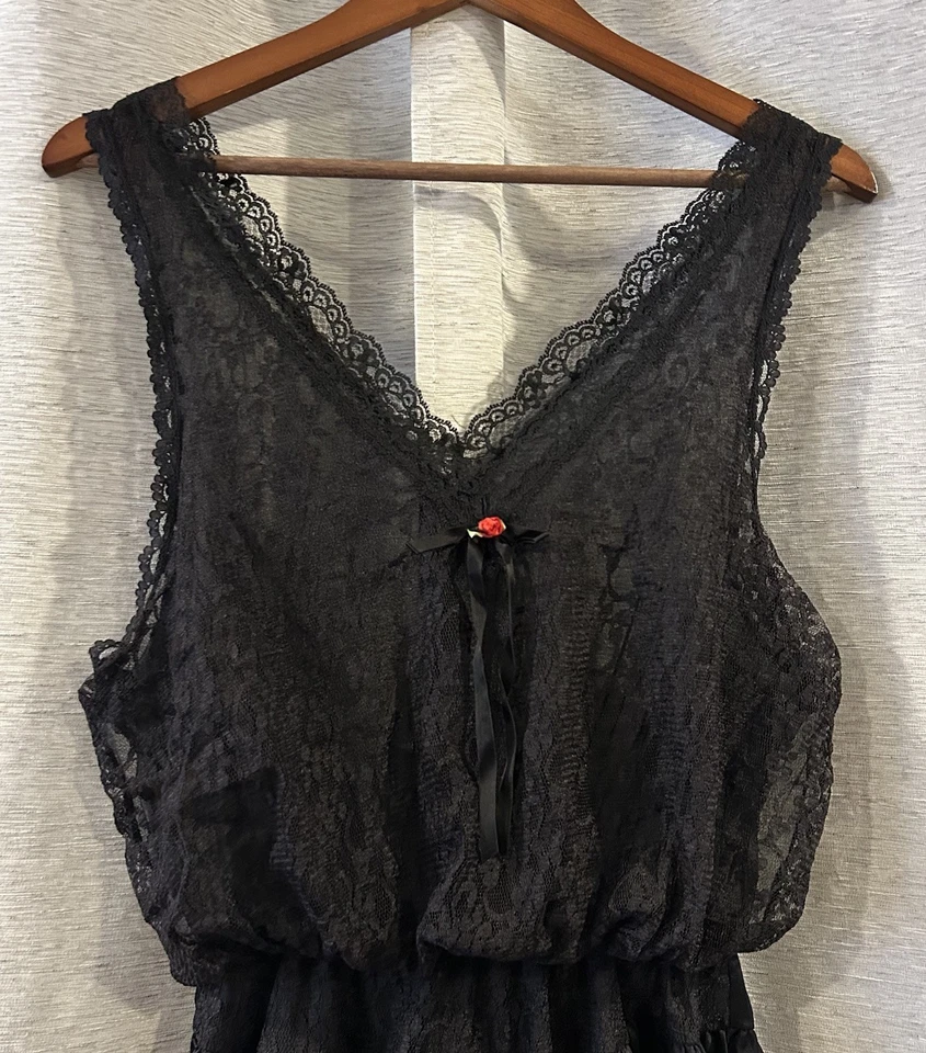 Vtg Teddy Bodysuit Coquette Babydoll Lace Romper Bridal Lingerie Playsuit 1X - Image 3 of 4