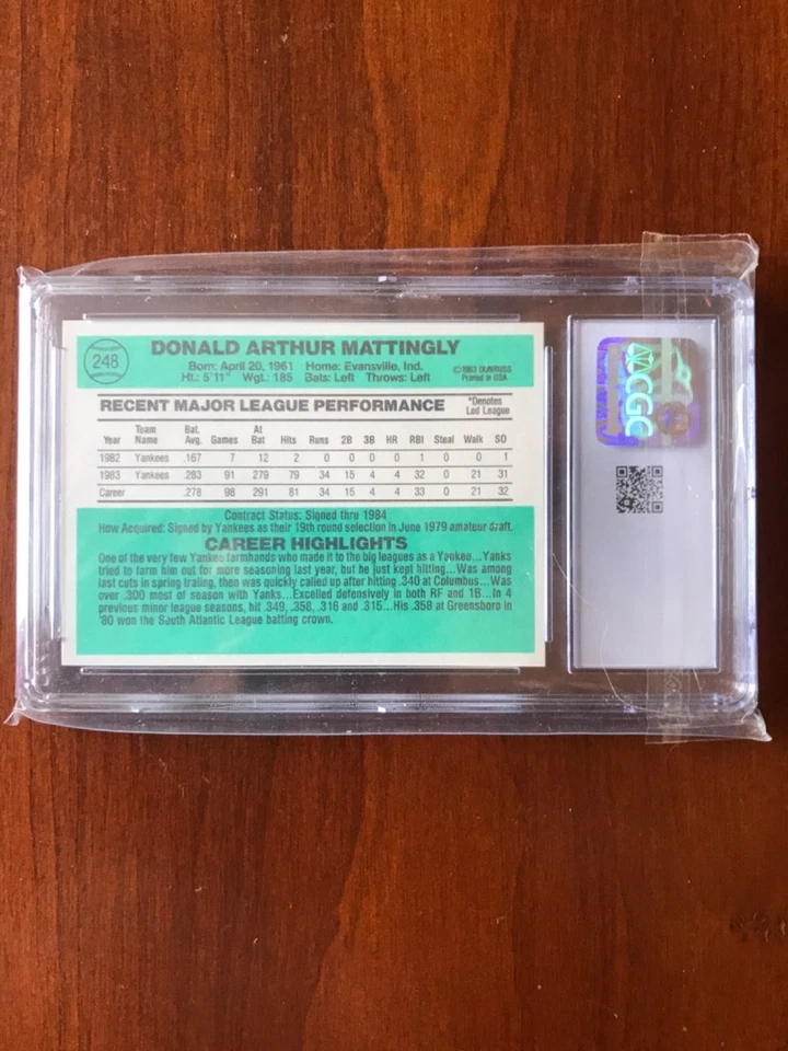 Don Mattingly 3 card Rookie Lot.Graded CGC 8.5 Donruss,Mint+ Topps,Mint+Fleer!! - Image 3 of 4