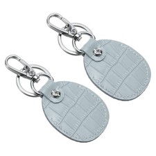 2 Pcs Leather Key Fob Keys Cover RFID Key Fob Protector 1.85"x0.12" Light Blue