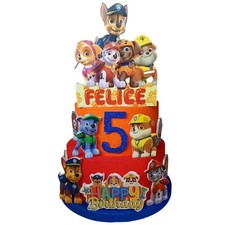 Torta Finta Compleanno Paw Patrol Personalizzata con Nome ed Età – 3 Livelli
