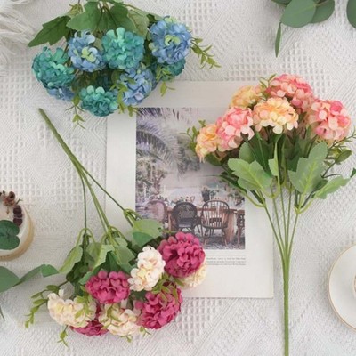 33cm Artificial Hydrangea Bouquet for Elegant Home Wedding Decorations