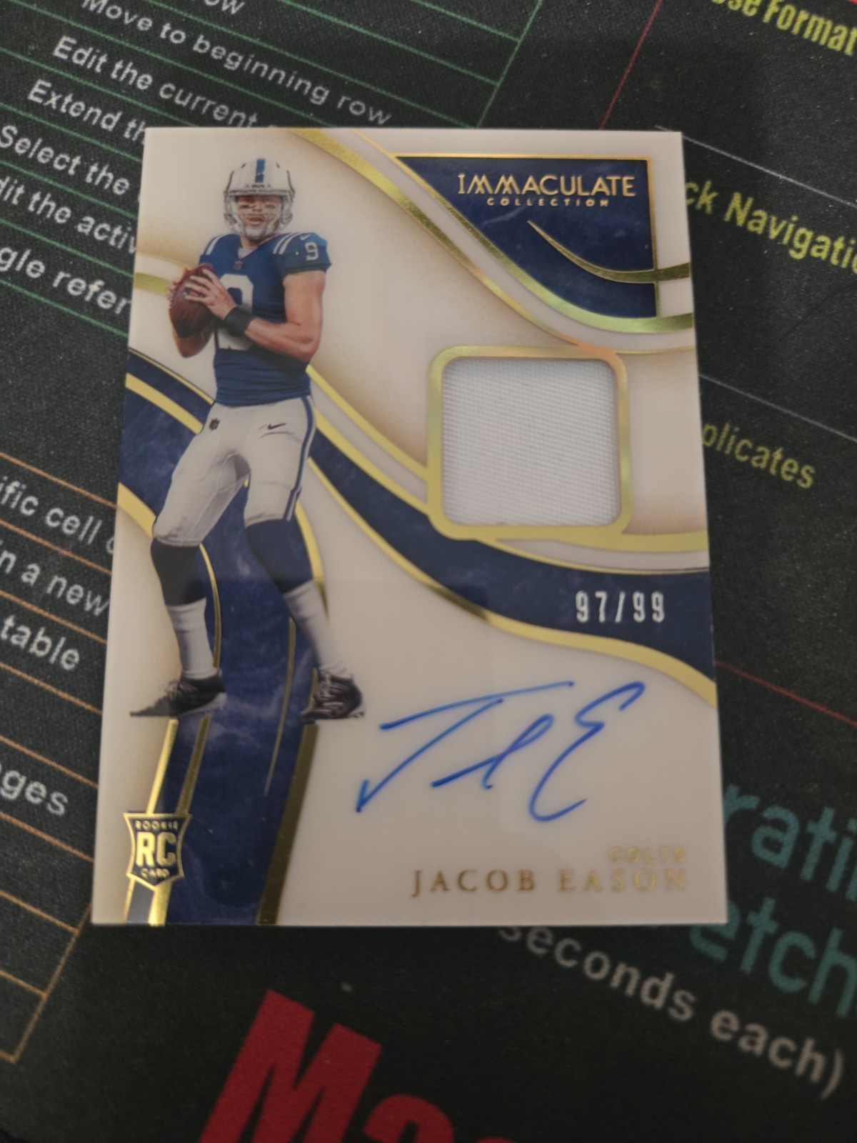 2020 Panini  Immaculate Signature Patches Rookie Jacob Eason /99 
