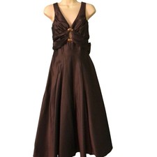 Windsor Bari Jay brown taffeta tea length formal dress NWT Size 6