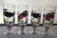 Vintage 1990 Home Essential Crackle Hand Painted Drinking Glasses Set of 4
