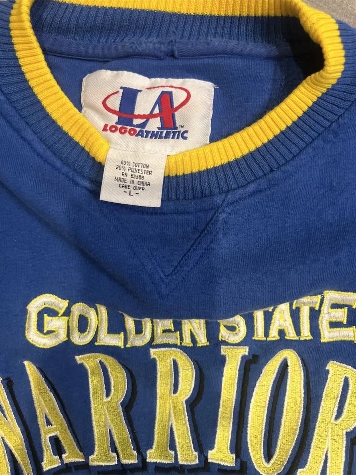 Vintage Golden State Warriors Sweatshirt Large Blue Crew Neck 90s Logo Athletic - Image 4 of 4