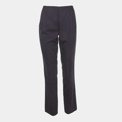Jil Sander Navy Blue Wool Blend High Rise Trousers M