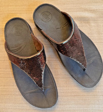 FitFlop Electra Sequin Womens SZ 10 Brown Casual Slipper Flip Flop Thong Sandal