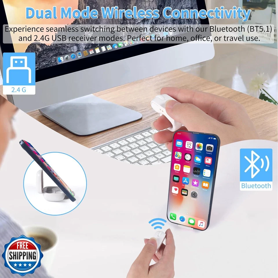 Mini Bluetooth Wireless Mouse - Dual Mode Finger and Ring Touchpa - Image 2 of 4