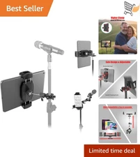 Tablet Holder for Mic Stand with 360° Rotation for iPad iPhone Smartphone