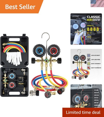 #ad AC R134a R22 R12 R502 A C Diagnostic Manifold Gauge Set with 5FT Hose Couple... $73.99