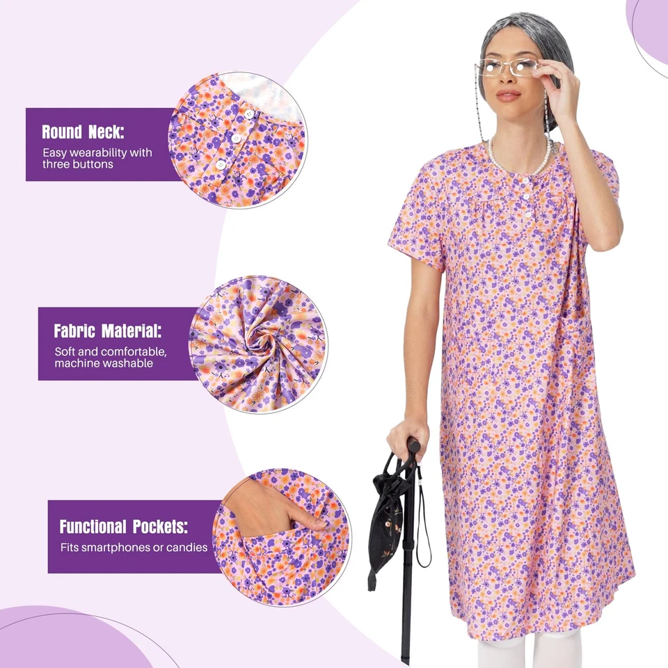 Old Lady Costume for Women, Halloween 100 Days of school Old Person Costume, ... - Image 4 of 4