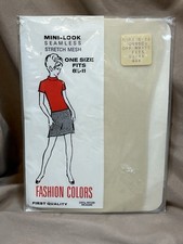 Mini Look Thigh High Hose Off White Size 8 1/2-11 Nylon Vtg New