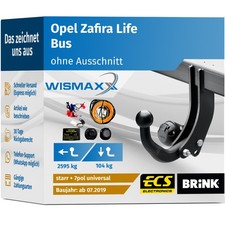 ANHÄNGERKUPPLUNG für Opel Zafira Life Bus ab 19 starr BRINK +7pol E-Satz ABE