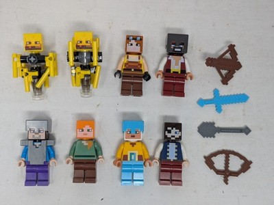 LEGO Minifigure MINECRAFT Lot of 8 - Blaze x2, Steve, Alex, More, Accessories