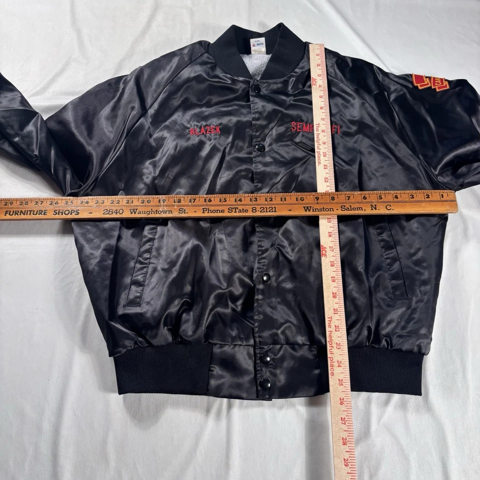 Chaqueta de satén vintage USMC Marines para hombre grande negra Foto 4 de 4