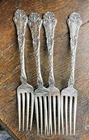 Antique Sterling GORHAM POPPY 1902 Luncheon Forks Mono ART NOUVEAU Lot of 4