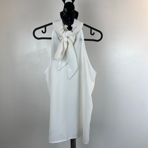 NWT Remidoo Sleeveless Halter Tank White Blouse Women Size Medium - Picture 8 of 9