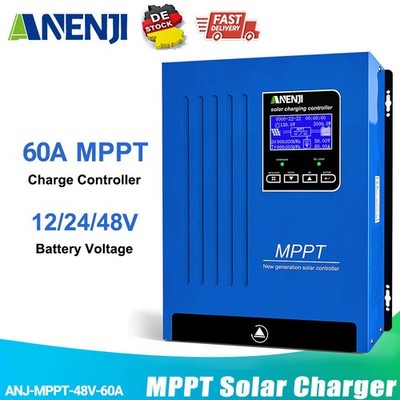 ANENJI 60A MPPT Solarladeregler Solar Charger Controller Laderegler 12V 24V 48V