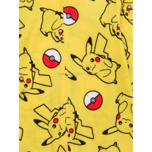POKEMON Boys Pajamas Size 6- 16 Union Suit One Piece Blanket Sleeper Hoodie Zips - Picture 3 of 3