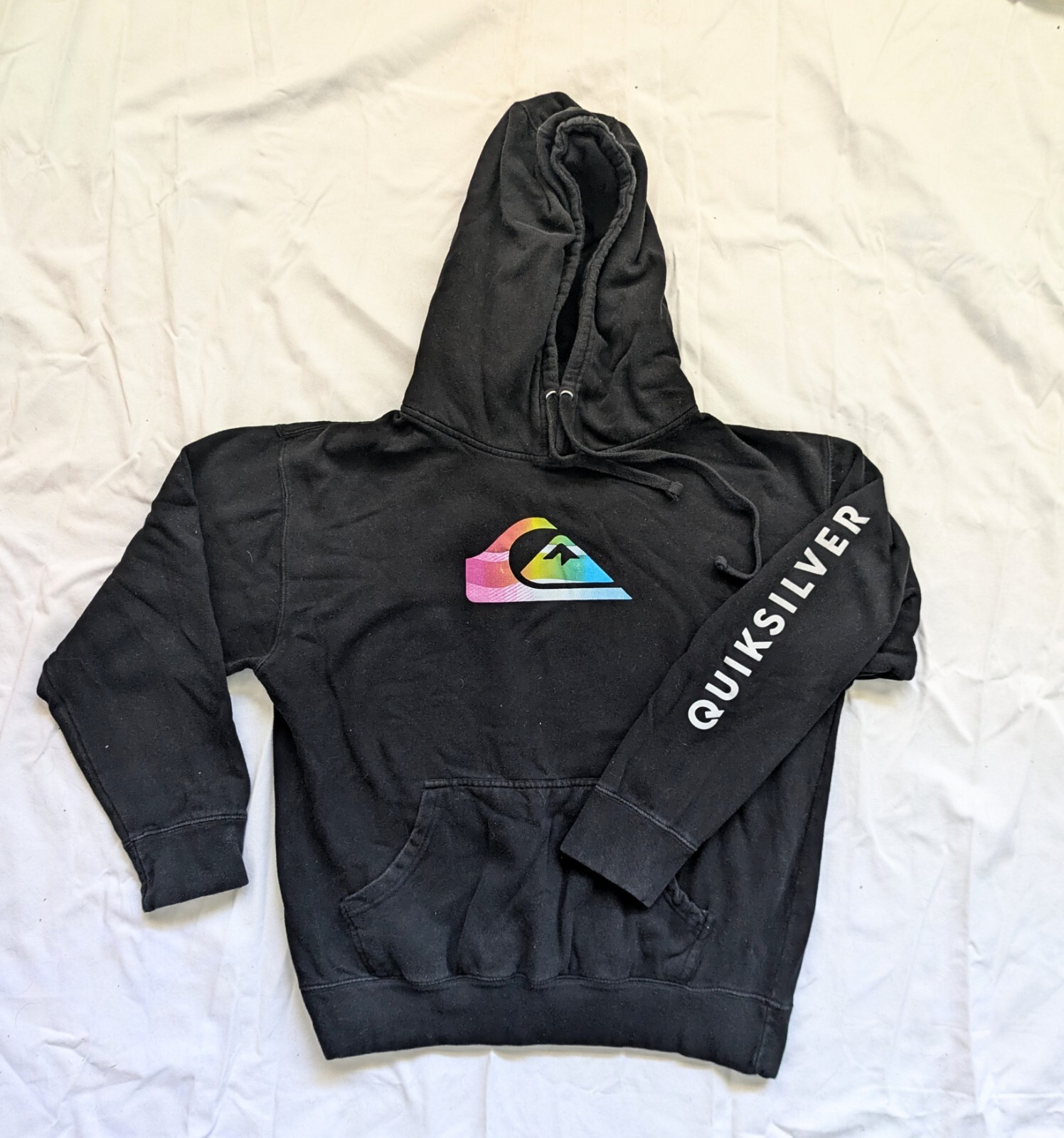 Y2K Quicksilver Surf Skate Pullover Hoodie Sweatshirt Sleeve Print Spellout