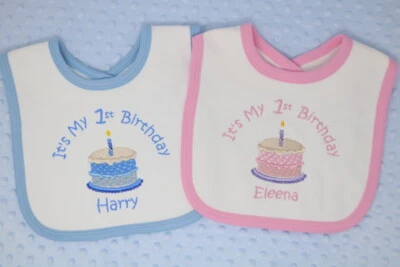Personalised Happy It's My 1st First Birthday Bib choice of colours can add date