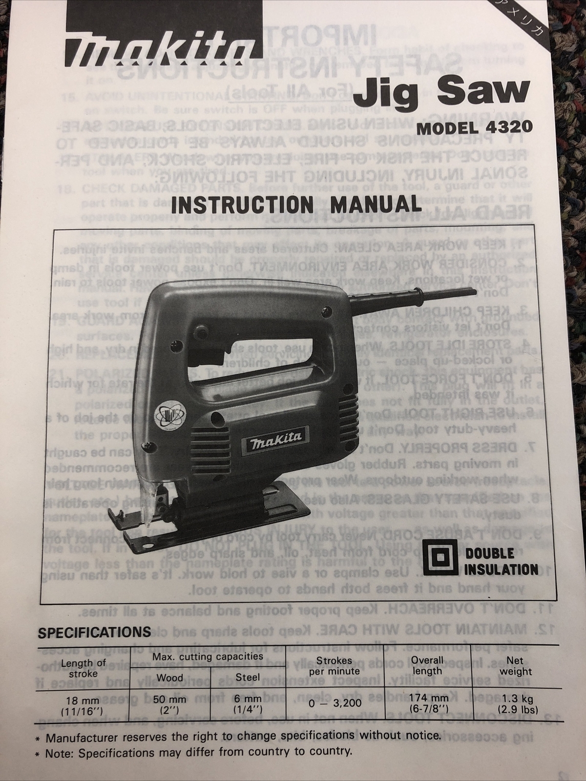 Image of Makita 4320 jigsaw on Best Buy website