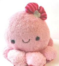 Hug Fun Octopus Plush 9" Pink Stuffed Animal Toy Stripe Bow Sparkle Heart