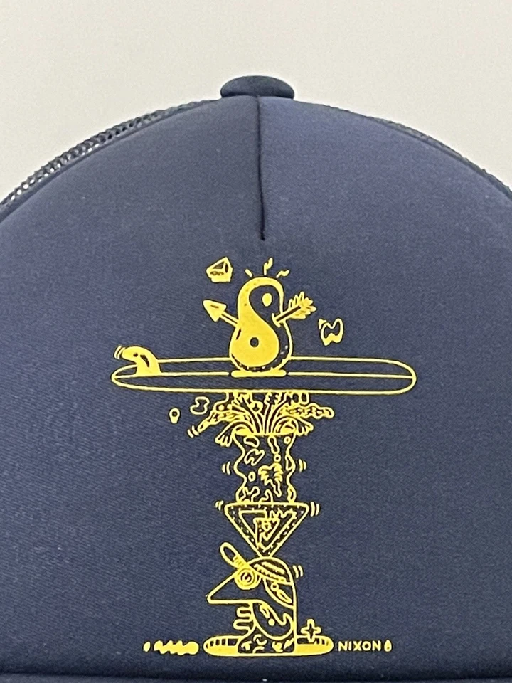 Boné Nixon Iconed azul marinho raro geométrico azul marinho malha Snapback caminhoneiro  - Imagem 3 de 4