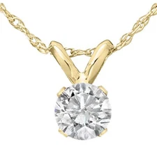 G/VS .33 Ct Diamond Solitaire Pendant Necklace in 14k White Or Yellow Gold Lab