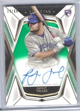 ROWDY TELLEZ 2019 TOPPS FIVE STAR GREEN ON CARD ROOKIE AUTO RC #D 14/15