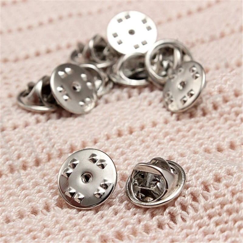 25~100pcs Silver Metal Hat Pin badge Backs Lapel Pins Butterfly Clasp Clips - Image 3 of 4