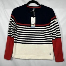 Joules Seaport Chenille Jumper Sweater Womens UK8 US4 Navy Cream Red Stripe NWT