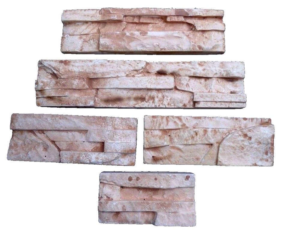 Juego de 5 moldes de piedra de pared chapa de poli plástico moldes de revestimiento de ladrillo de 6,75" a 15" Foto 2 de 4