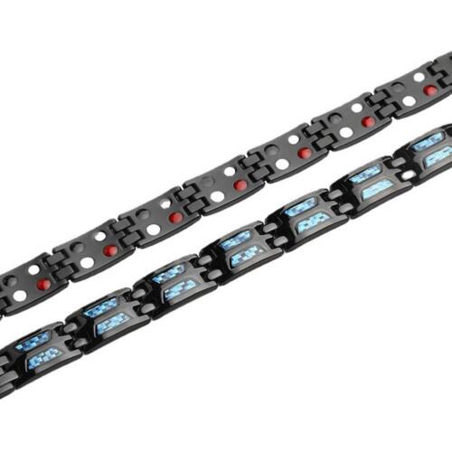 Carbon Blue Titanium Magnetic Therapy Bracelet, Double Row Ultra Strength SALE - Picture 9 of 17