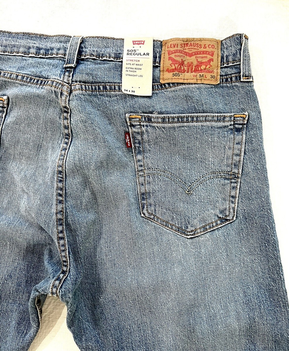 Men Levi's 505 Faded Light Blue Regular Fit Straight Leg Cotton