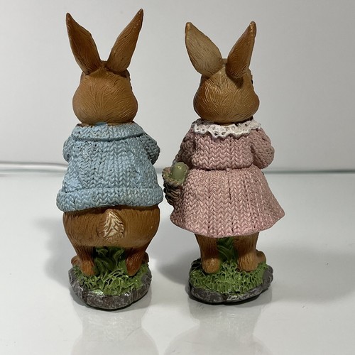 Osterhasen Schmuck Figuren Paar Junge Mädchen Resin - Bild 3 von 8