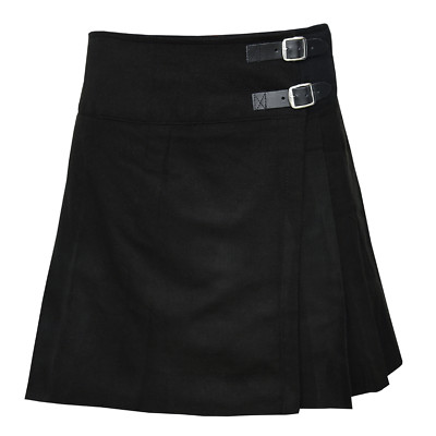 Knee-Length Tartan Kilt Skirt For Women - Black Pleated Style, 100% Acrylic 7 thumbnail image