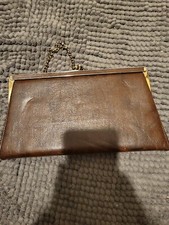 Vintage "Ande" Brown Clutch Purse with Chain Strap 10" by 6"