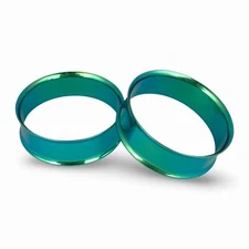 Pair of GREEN Steel Double Flare Tunnels set gauges plugs PICK SIZE