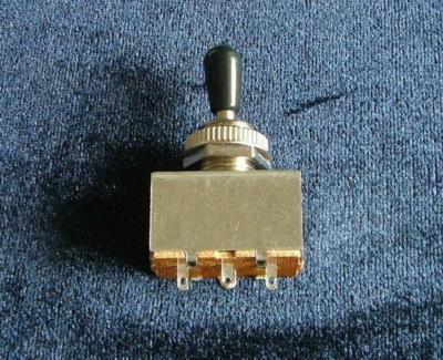 3 Way Closed Guitar Toggle Switch Chrome with Black Cap