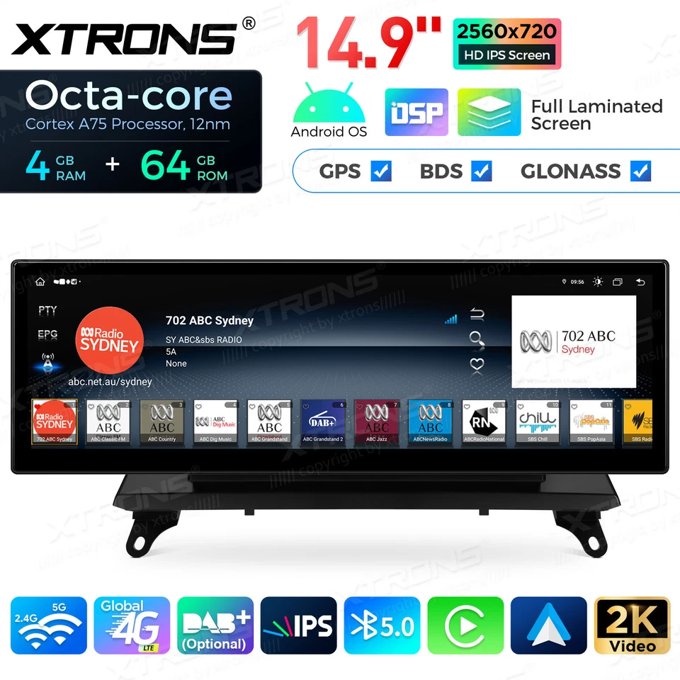 14,9" Android Autoradio Für BMW X5 E70 X6 E71 CIC 4+64GB GPS Navi CarPlay 2K IPS - Bild 1 von 4