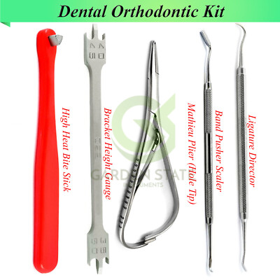 Orthodontic Kit Ligature Tucker Braces Elastic Mathieu Band Pusher Bracket Gauge