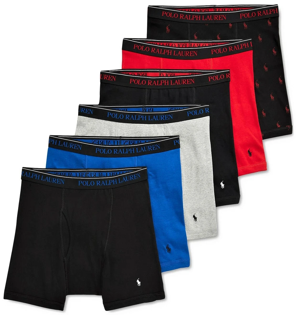 Polo Ralph Lauren 6 PACK Boxer Briefs Red Navy Blue Black Classic Underwear  NWT