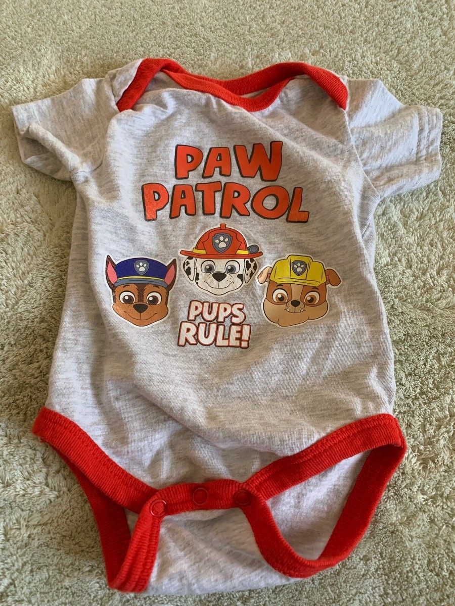 Paw Patrol Boys Red Gray Marshall Chase Ruble Short Sleeve One