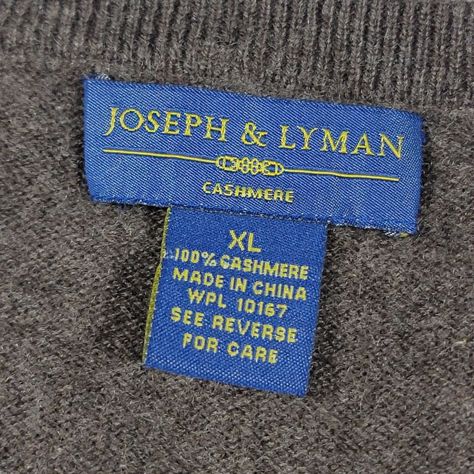 Joseph Lyman Men's Pullover Sweater Vest V-neck Brown Cashmere Size XL ...