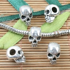 Cuentas espaciadoras cabeza calavera plata tibetana 8 piezas EF0031