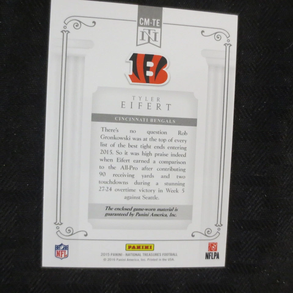 2015 National Treasures Century Jersey Tyler Eifert Bengals /99    - Image 2 of 2