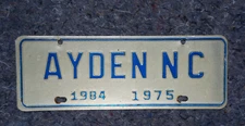 1975 AYDEN North Carolina License Plate Town Topper Tag # 1984